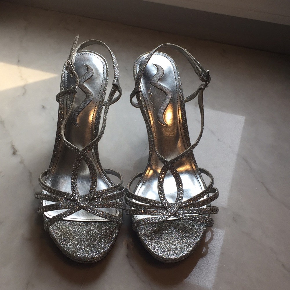 Silver sparkle Nina heels